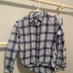 Girls SO Blue button down shirt with tie at the bottom. In Excellent Condition!